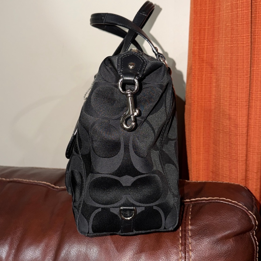 🔥🔥🔥Vintage Coach Campbell Black Signature Shoulder Bag Satchel Bag - Picture 4 of 13